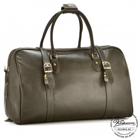 Кожаная дорожная сумка "Филипп" (хаки гладкая кожа)